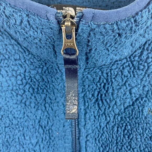 The North Face Fleece Jacket Kids Large Blue Sherpa Full Zip Pockets Casual Boys - Picture 4 of 13